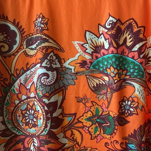 NWOT Orange Floral Scoop Neck Top - Picture 4 of 10